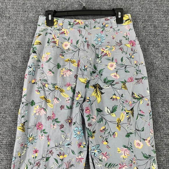 Anthropologie Floral Cargo Pants Women 2 Slim Tapered Utility Indie Y2K - Picture 5 of 13